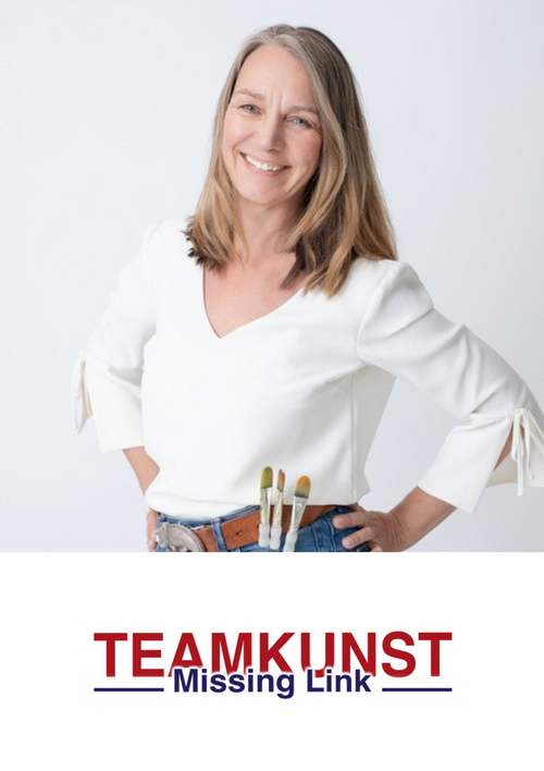 Foto der Mentorin Sonja Warntjen mit Logo ihres Unternehmens Teamkunst