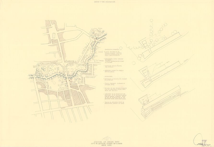 Annette Kläner, Botanisches Institut Braunschweig, Diplomarbeit, 1985, Lageplan (Ausschnitt) (Signatur: UABS SAIB G123 48-1)