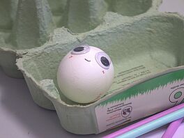 Herbert, the little egg, prepares for his fall