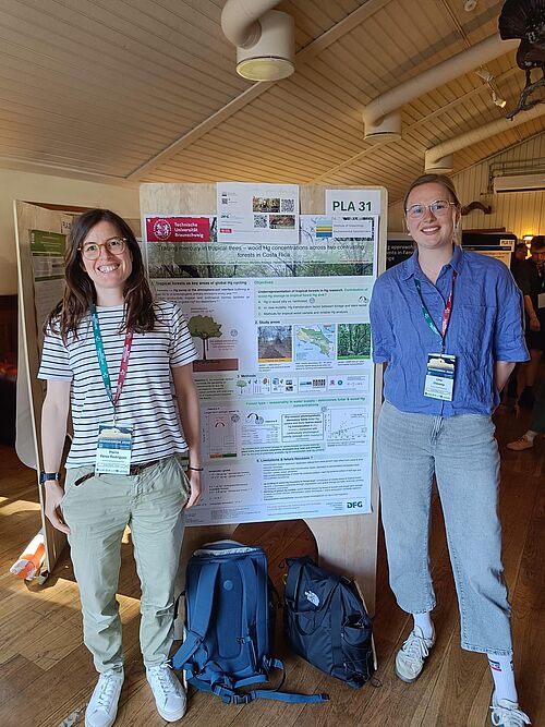 Lina Oskamp und Marta Pérez Rodriguez mit Poster