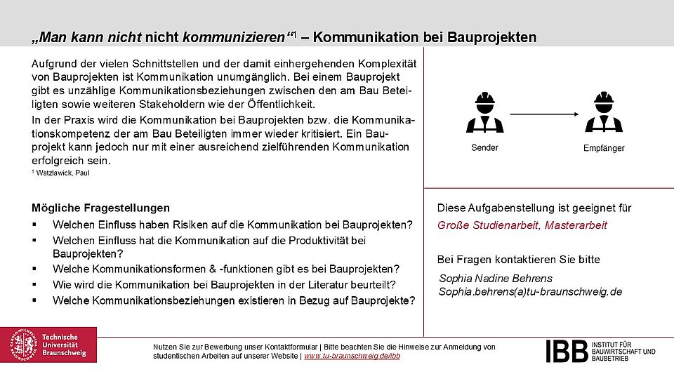 „Man kann nicht nicht kommunizieren“1 – Kommunikation bei Bauprojekten