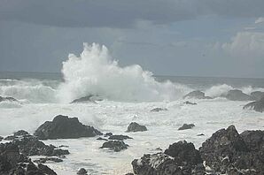 Breaking waves on rocky beach, Vancouver Island