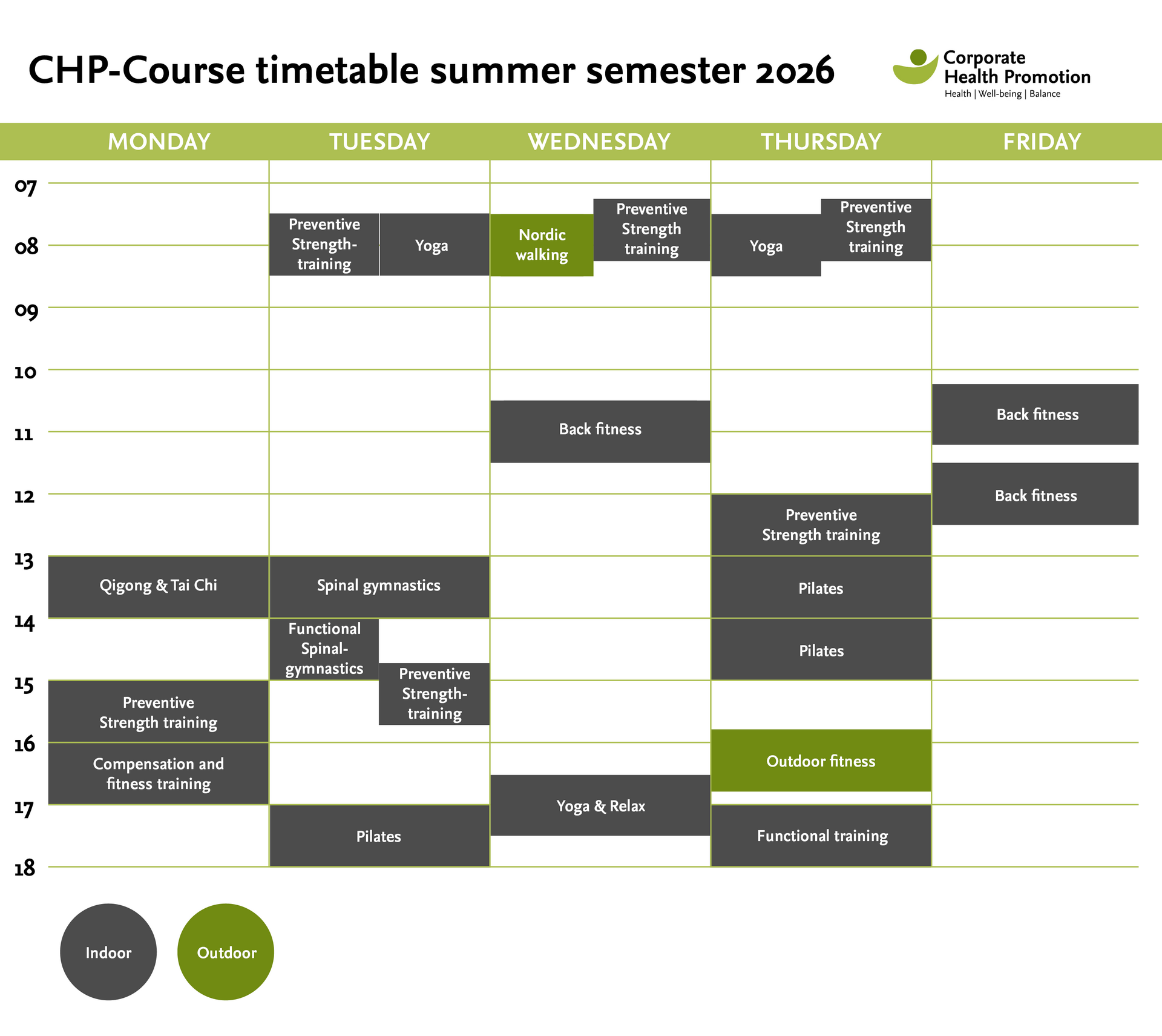 Course timetable Summer semester 2026