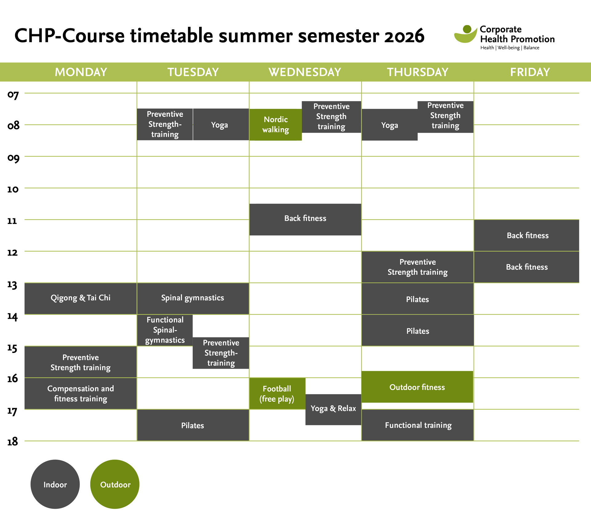 Course timetable Summer semester 2026