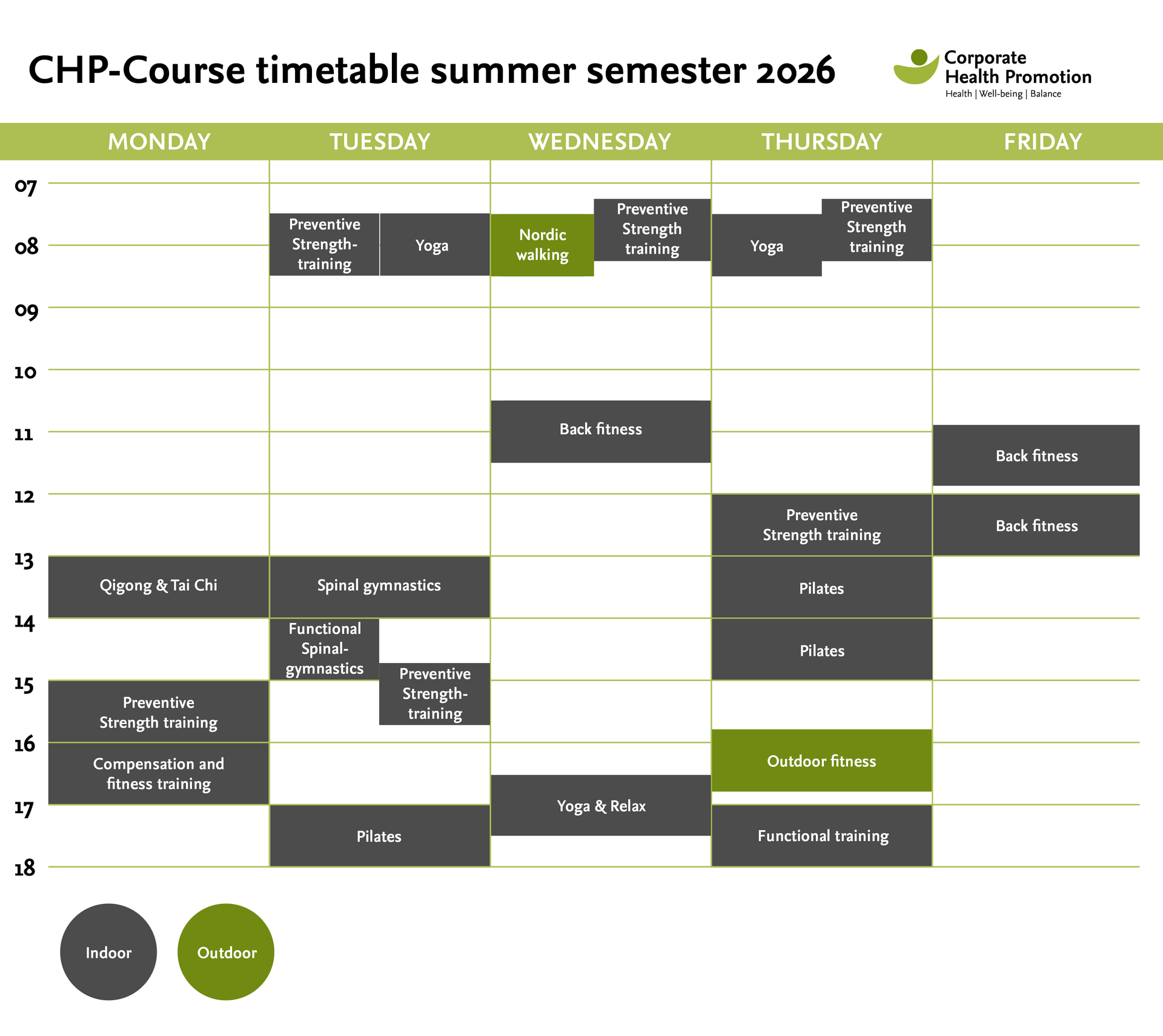 Course timetable Summer semester 2026