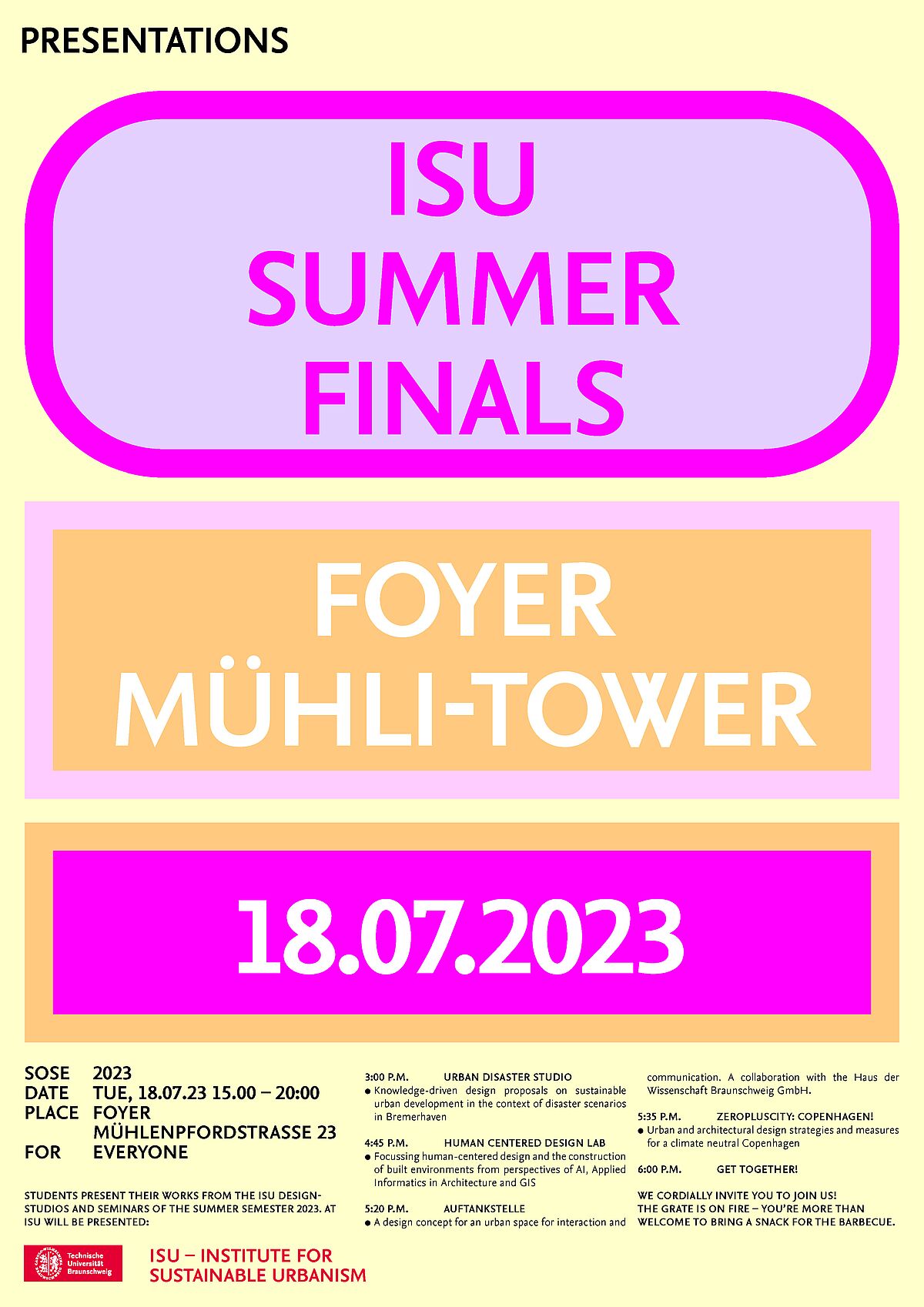ISU Summer Finals im Rahmen der RundgangWoche am 18.07.2023