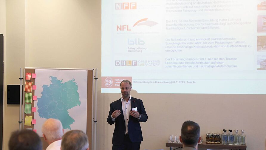Workshop zur Stärkung des regionalen Batterie-Ökosystems am 7. November 2025 in Braunschweig: Vortrag Prof. Sven Hartwig.