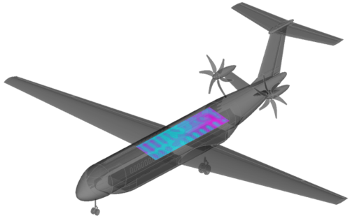 Sound pressure level distribution inside the passenger cabin