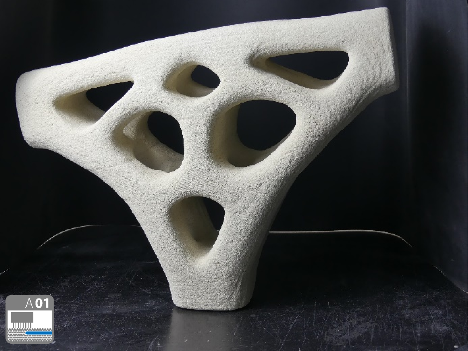 Topology optimised node 3D printed