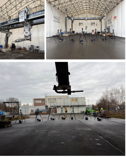 Motion tracker cameras at DCS for tracking 3D printing robot endeffector