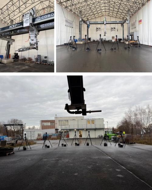 Motion tracker cameras at DCS for tracking 3D printing robot endeffector