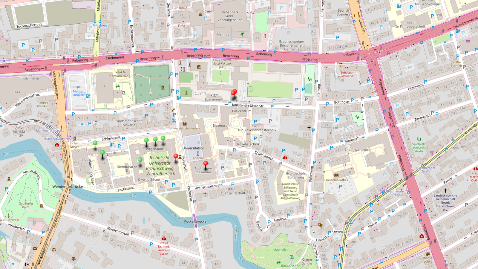 Screenshot einer OpenStreetMap-Karte