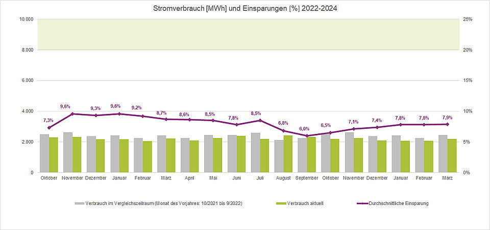 Stromverbrauch und Einsparungen 2022/23