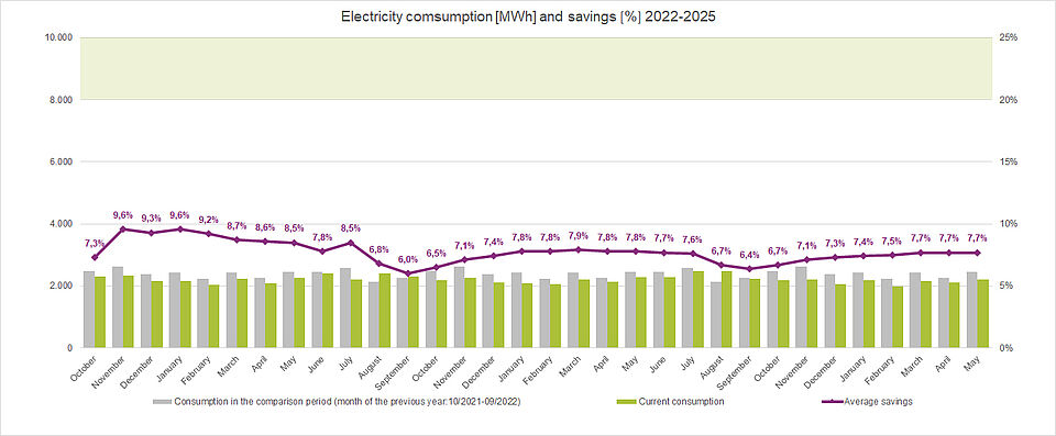 Electricity consumption and savings 2022-2025