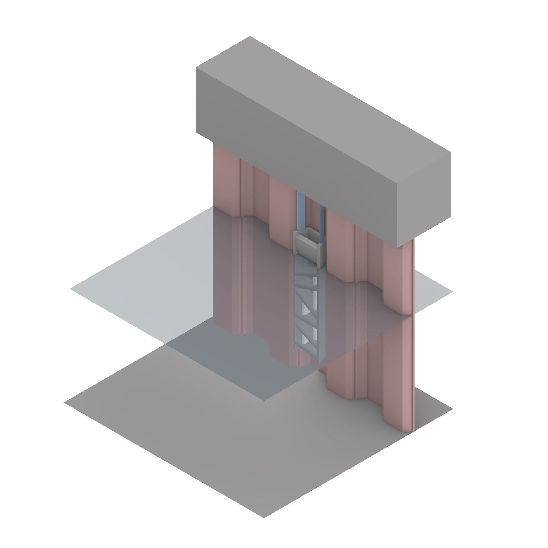 Zeichnung, wie sich ein Spundwand Quartier in die Spundwand eingliedert.