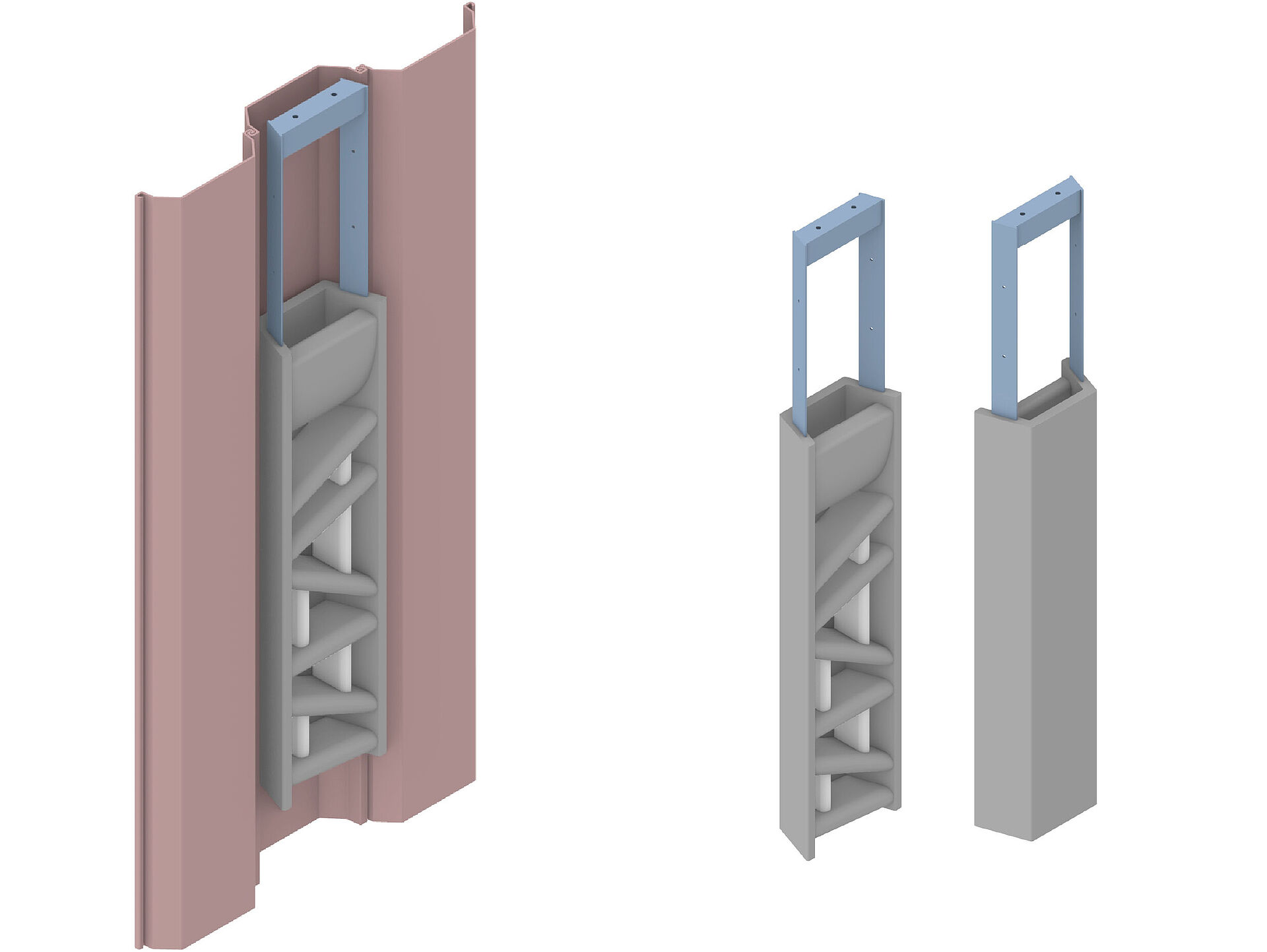 Zeichnung, wie sich ein Spundwand Quartier in die Spundwand eingliedert. 