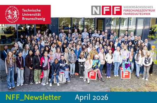 Header Newsletter April 2026: Gruppenfoto Kinder am Zukunftstag im NFF-Innenhof