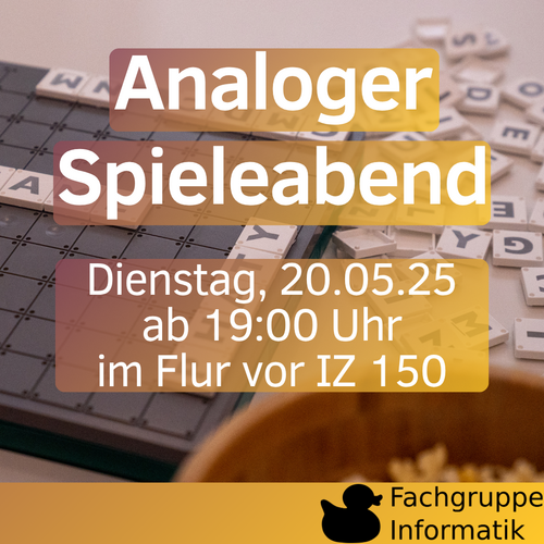 Analoger Spieleabend Dienstag, 20.05.25 ab 19:00 Uhr im Flur vor IZ 150