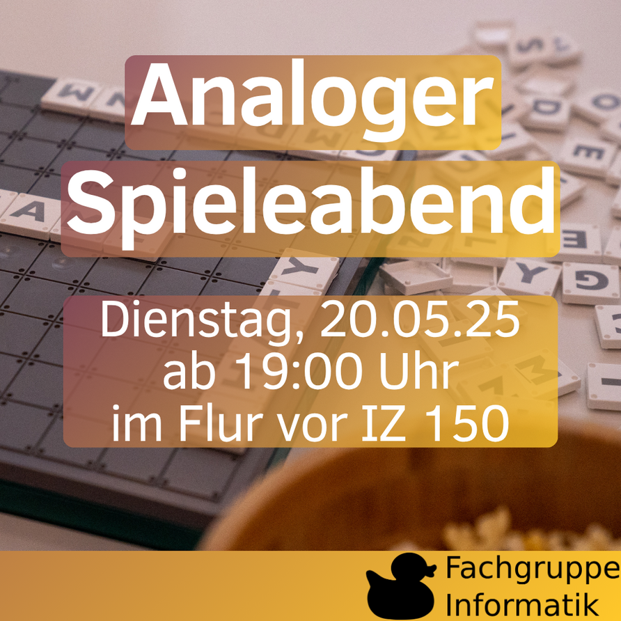 Analoger Spieleabend Dienstag, 20.05.25 ab 19:00 Uhr im Flur vor IZ 150