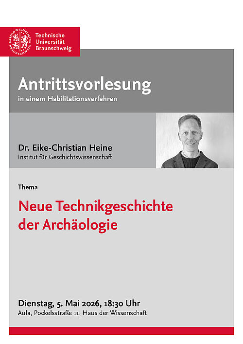 Plakat zur Antrittsvorlesung Heine am 5. Mai 2026, 18.30 Uhr, in der Aula