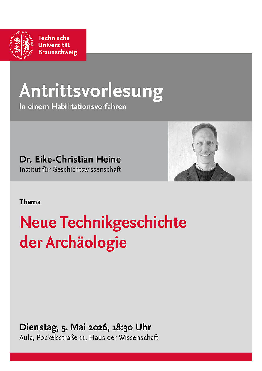 Plakat zur Antrittsvorlesung Heine am 5. Mai 2026, 18.30 Uhr, in der Aula