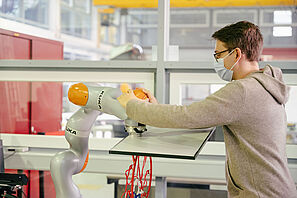 Student is testing a robot