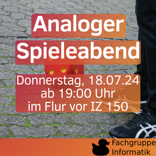 Analoger Spieleabend Donnerstag, 18.07.24 ab 19:00 Uhr im Flur vor IZ 150