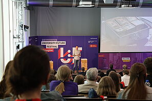 Die Bühne des UFF im Hörsaal