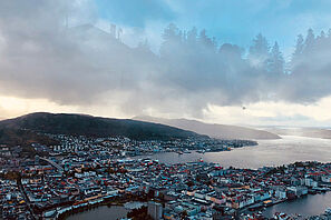 Blick auf die Stadt Bergen in Norwegen.