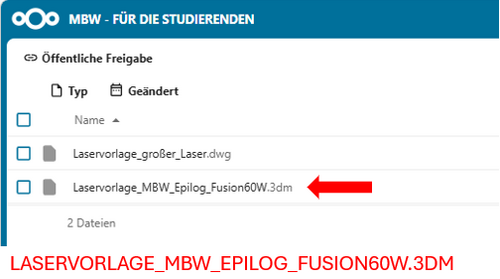 ÖFFNEN DER LASERVORLAGE