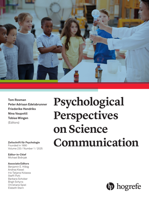 Cover des Topical Issue in der Zeitschrift für Psychologie