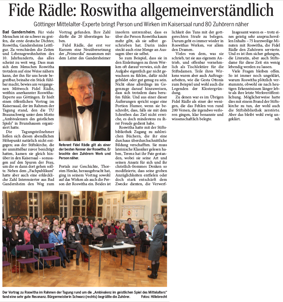 Geistliches Spiel Presse Gandersheimer Kreisblatt 22.03.2016