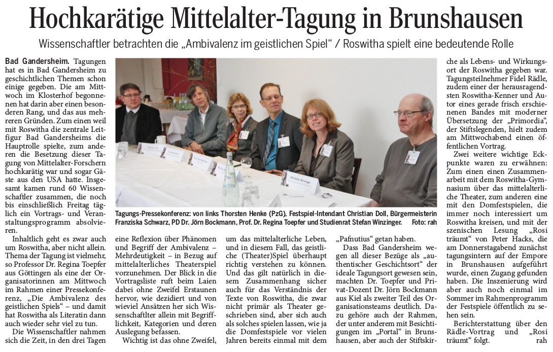 Geistliches Spiel Presse Gandersheimer Kreisblatt 18.03.2016