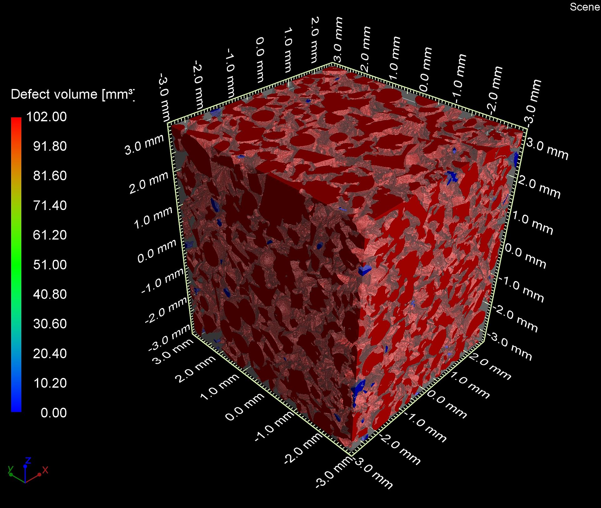 Dreidimensionale Darstellung von porösem Aluminium mit Hilfe des Computertomographen: Bild zeigt die Poren
