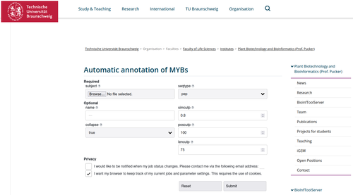 MYB_annotator web server screenshot