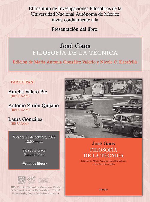 Book launch at UNAM: new book on José Gaos' philosophy of technology, ed. by M. A. González and N. C. Karafyllis