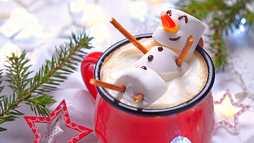 Hot chocolate with melted snowman