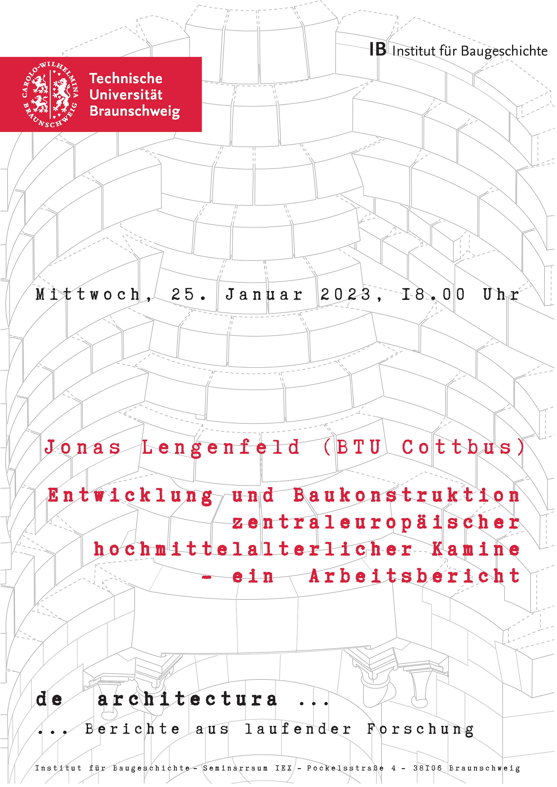 Ankündigung des de architectura Vortrags von Jonas Lengenfeld am 25. Januar 2023